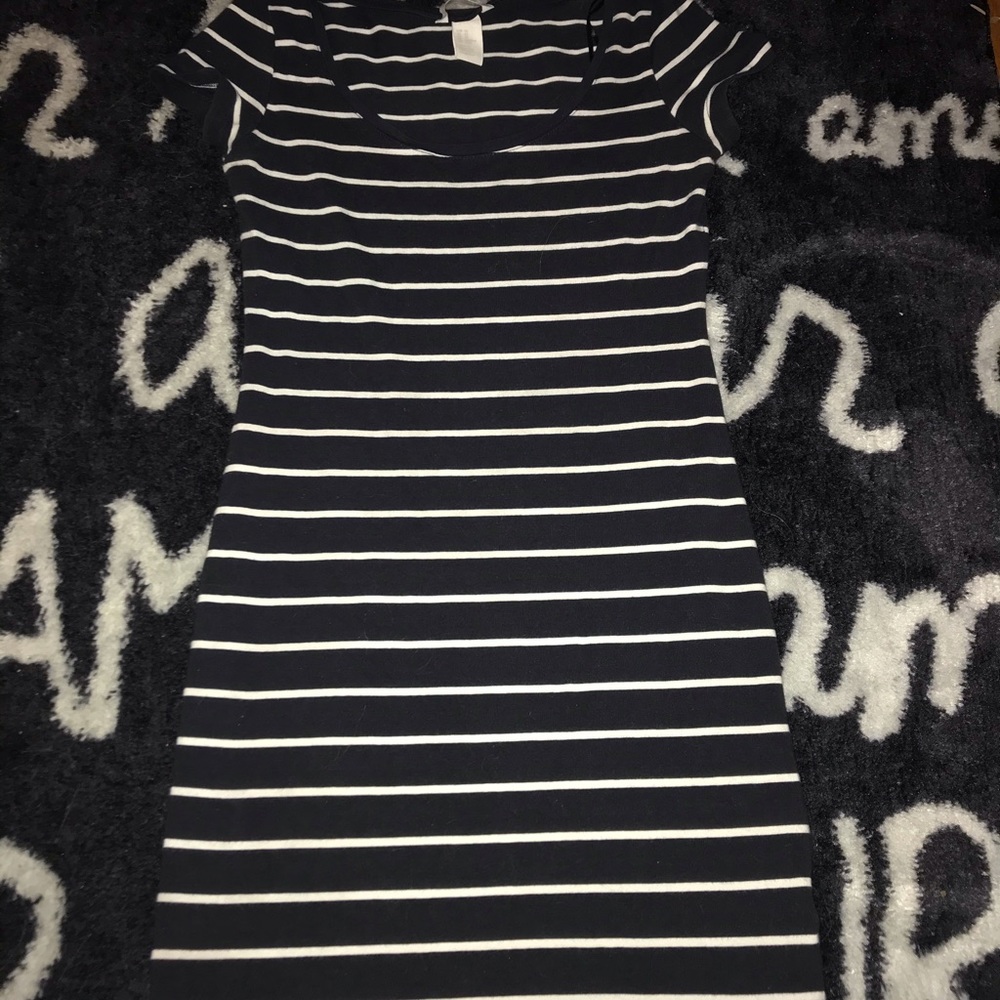 H&M navy blue/white horizontal striped dress